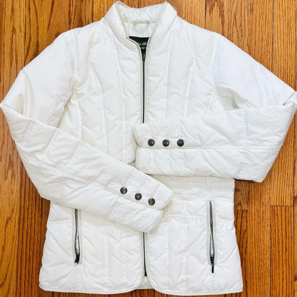 Eddie Bauer Y2K white sportsman goose down zip up quilted jacket puffer coat M/T